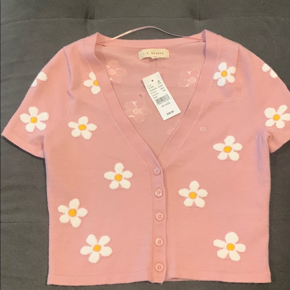 LA Hearts button down top